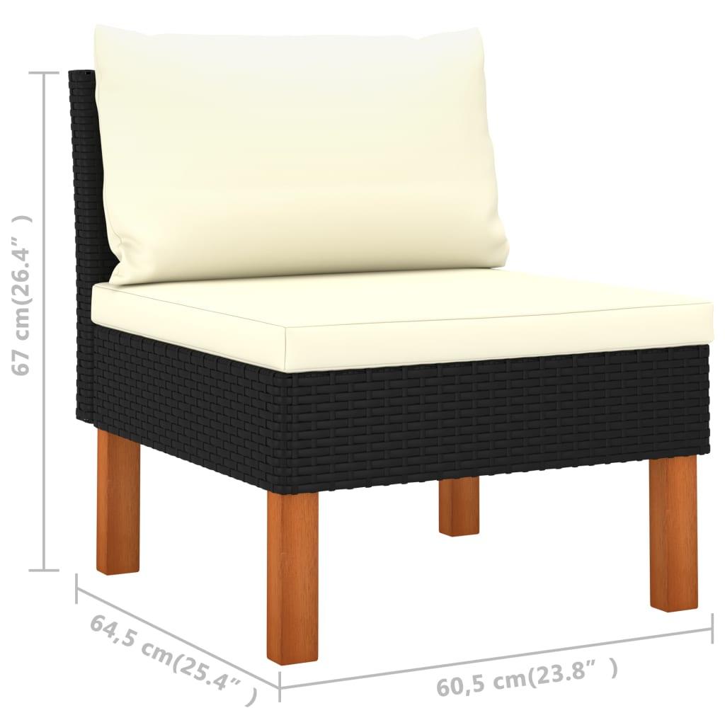 3-tlg. Garten-Lounge-Set Poly Rattan und Eukalyptus Massivholz