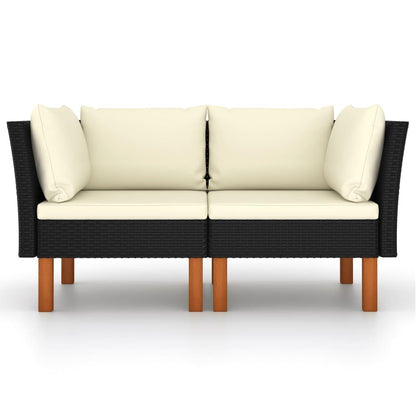 Ecksofas 2 Stk. Poly Rattan und Eukalyptus Massivholz - Pazzar.ch
