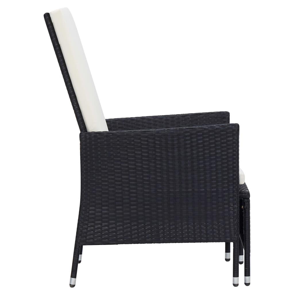 3-tlg. Garten-Lounge-Set mit Auflagen Poly Rattan Schwarz - Pazzar.ch