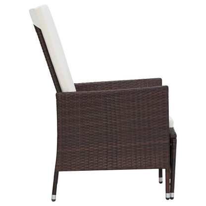 3-tlg. Garten-Lounge-Set mit Auflagen Poly Rattan Braun - Pazzar.ch