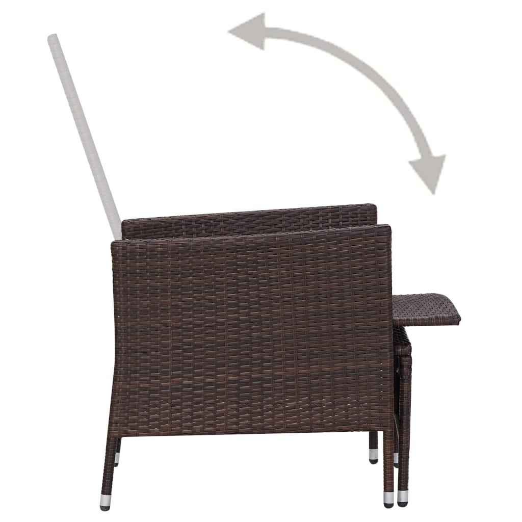 3-tlg. Garten-Lounge-Set mit Auflagen Poly Rattan Braun - Pazzar.ch