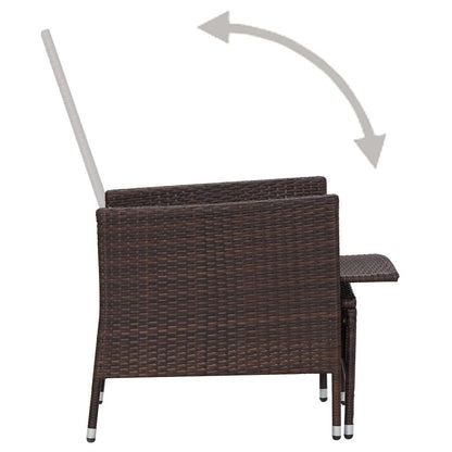 3-tlg. Garten-Lounge-Set mit Auflagen Poly Rattan Braun - Pazzar.ch