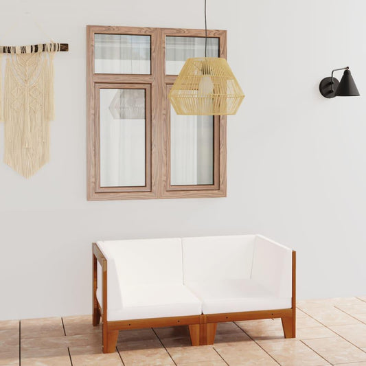 2-Sitzer-Sofa mit Cremeweißen Kissen Akazie Massivholz - Pazzar.ch
