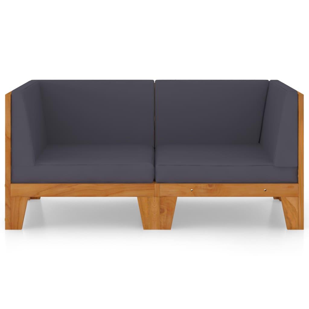 2-Sitzer-Sofa mit Dunkelgrauen Kissen Akazie Massivholz - Pazzar.ch