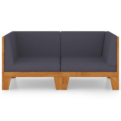 2-Sitzer-Sofa mit Dunkelgrauen Kissen Akazie Massivholz - Pazzar.ch