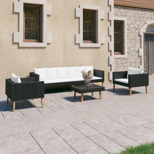 4-tlg. Garten-Lounge-Set mit Auflagen Poly Rattan Schwarz - Pazzar.ch