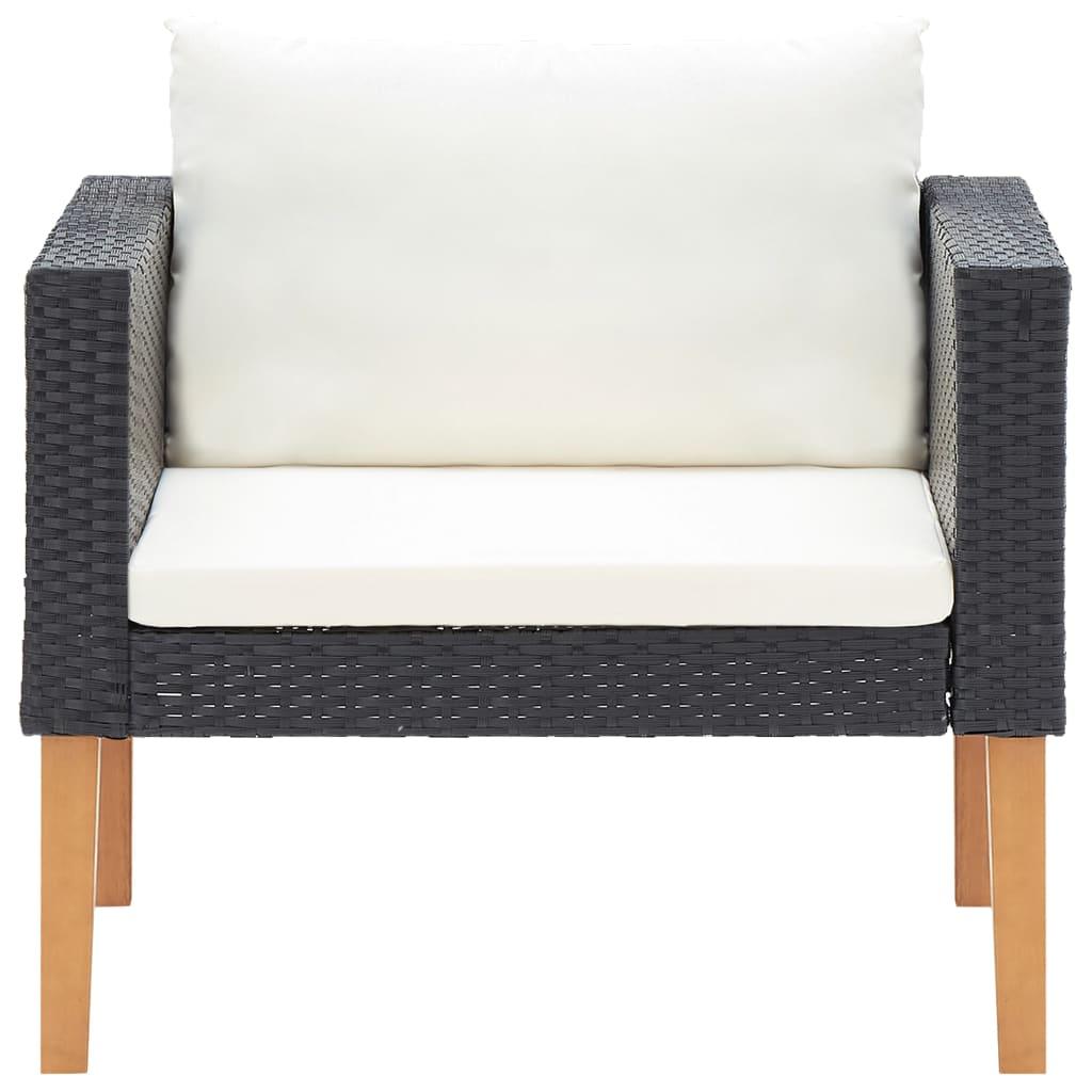 5-tlg. Garten-Lounge-Set mit Auflagen Poly Rattan Schwarz - Pazzar.ch