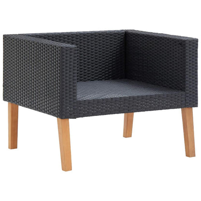 5-tlg. Garten-Lounge-Set mit Auflagen Poly Rattan Schwarz - Pazzar.ch