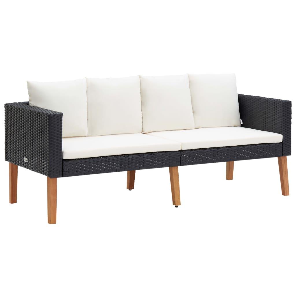 4-tlg. Garten-Lounge-Set mit Auflagen Poly Rattan Schwarz - Pazzar.ch
