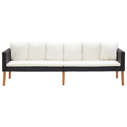 2-tlg. Garten-Lounge-Set mit Kissen Poly Rattan Schwarz - Pazzar.ch