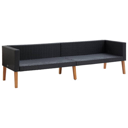 3-tlg. Garten-Lounge-Set mit Kissen Poly Rattan Schwarz - Pazzar.ch