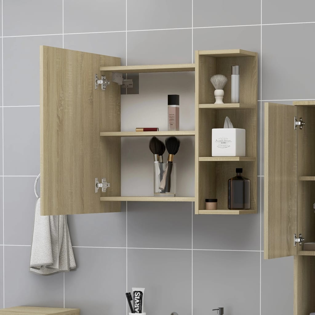 Bad-Spiegelschrank Sonoma-Eiche 62,5x20,5x64 cm Holzwerkstoff - Pazzar.ch