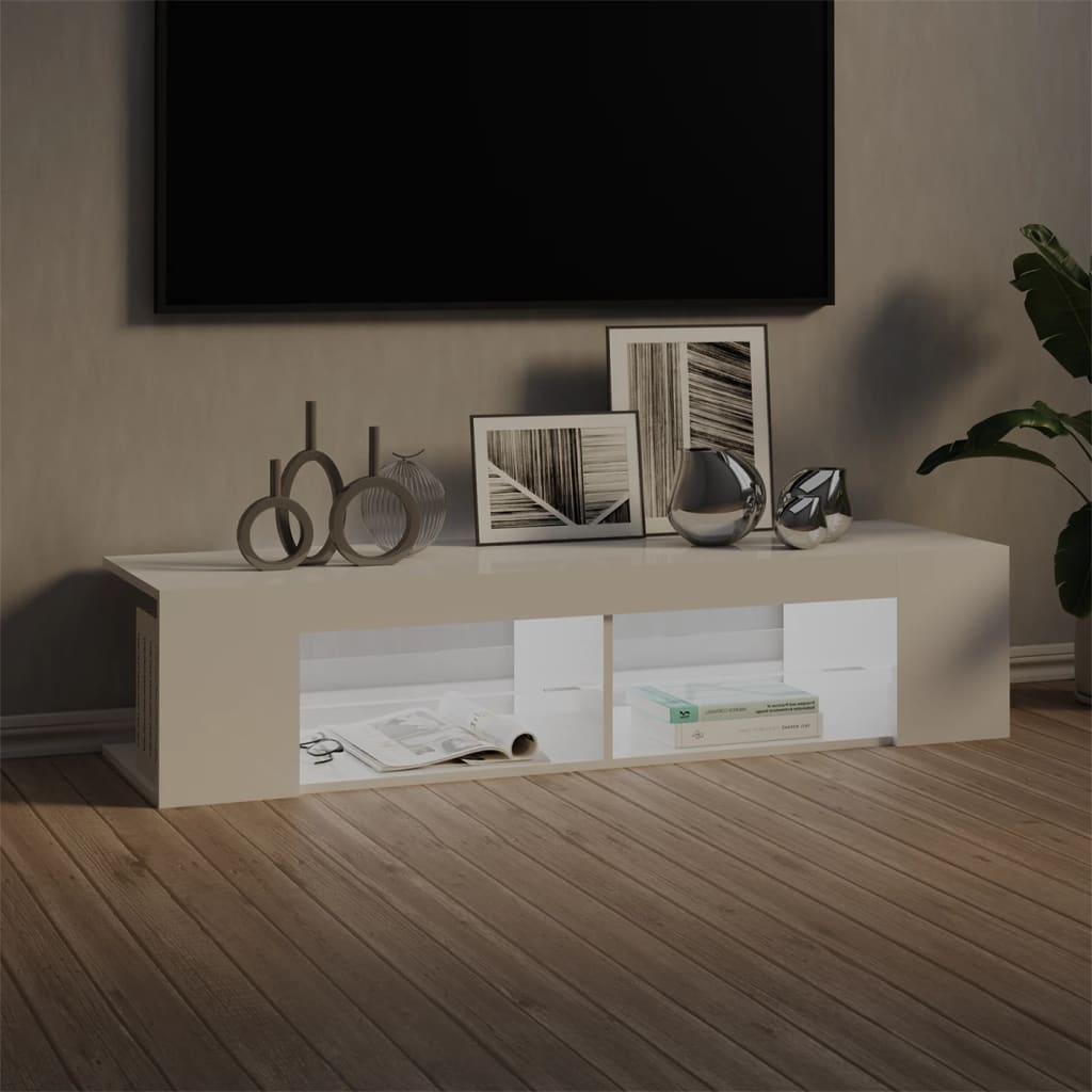 TV-Schrank mit LED-Leuchten Hochglanz-Weiß 135x39x30 cm - Pazzar.ch