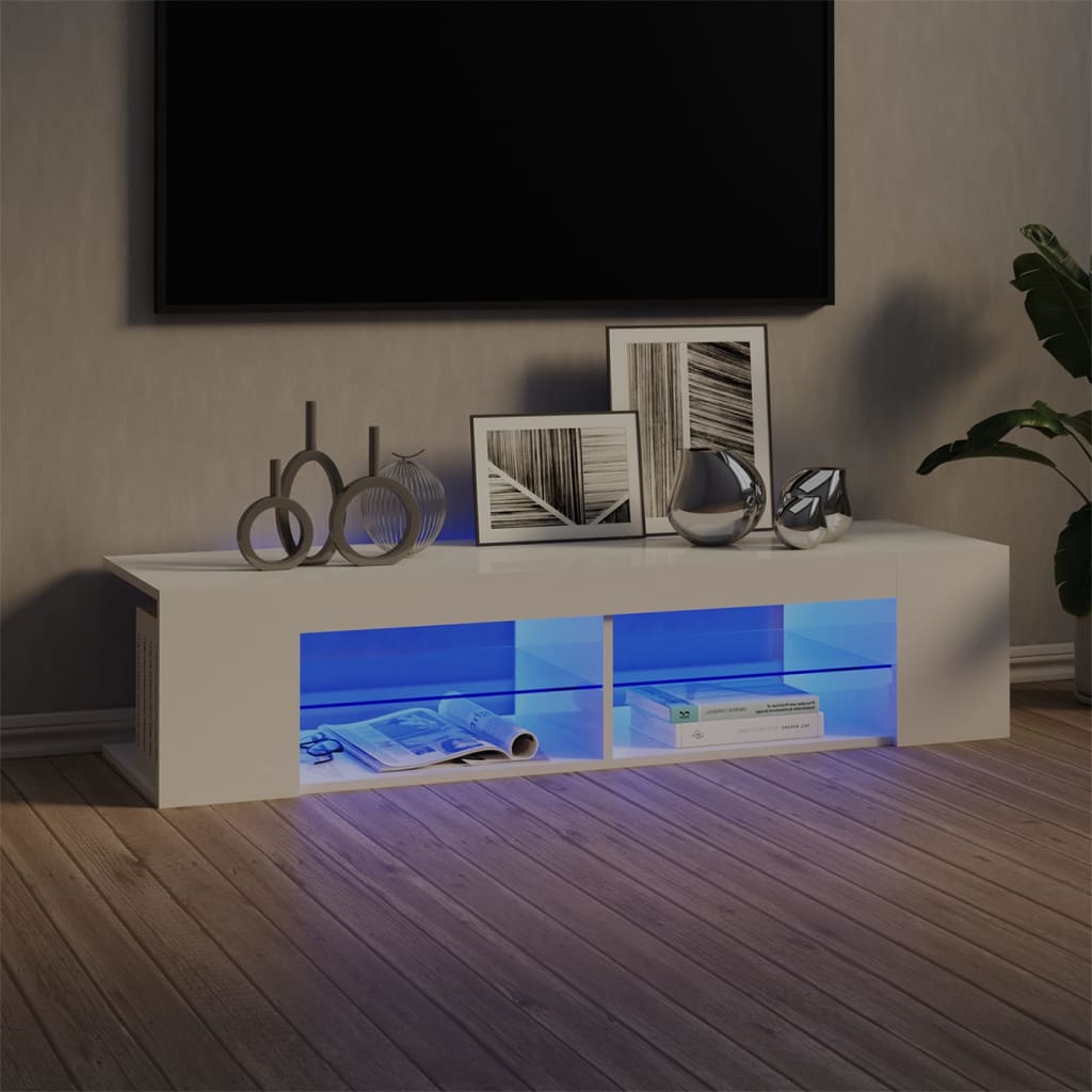 TV-Schrank mit LED-Leuchten Hochglanz-Weiß 135x39x30 cm - Pazzar.ch