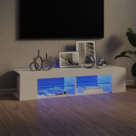 TV-Schrank mit LED-Leuchten Hochglanz-Weiß 135x39x30 cm - Pazzar.ch