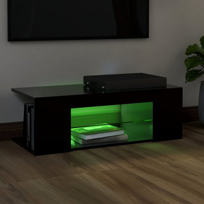 TV-Schrank mit LED-Leuchten Schwarz 90x39x30cm - Pazzar.ch