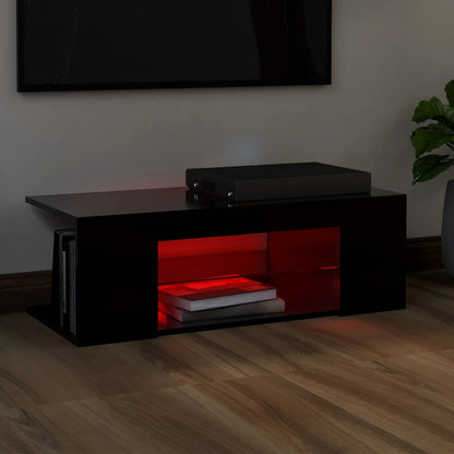 TV-Schrank mit LED-Leuchten Schwarz 90x39x30cm - Pazzar.ch