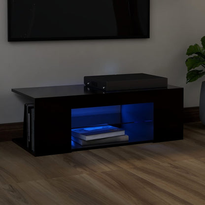 TV-Schrank mit LED-Leuchten Schwarz 90x39x30cm - Pazzar.ch