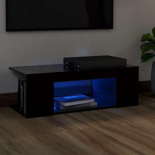TV-Schrank mit LED-Leuchten Schwarz 90x39x30cm - Pazzar.ch