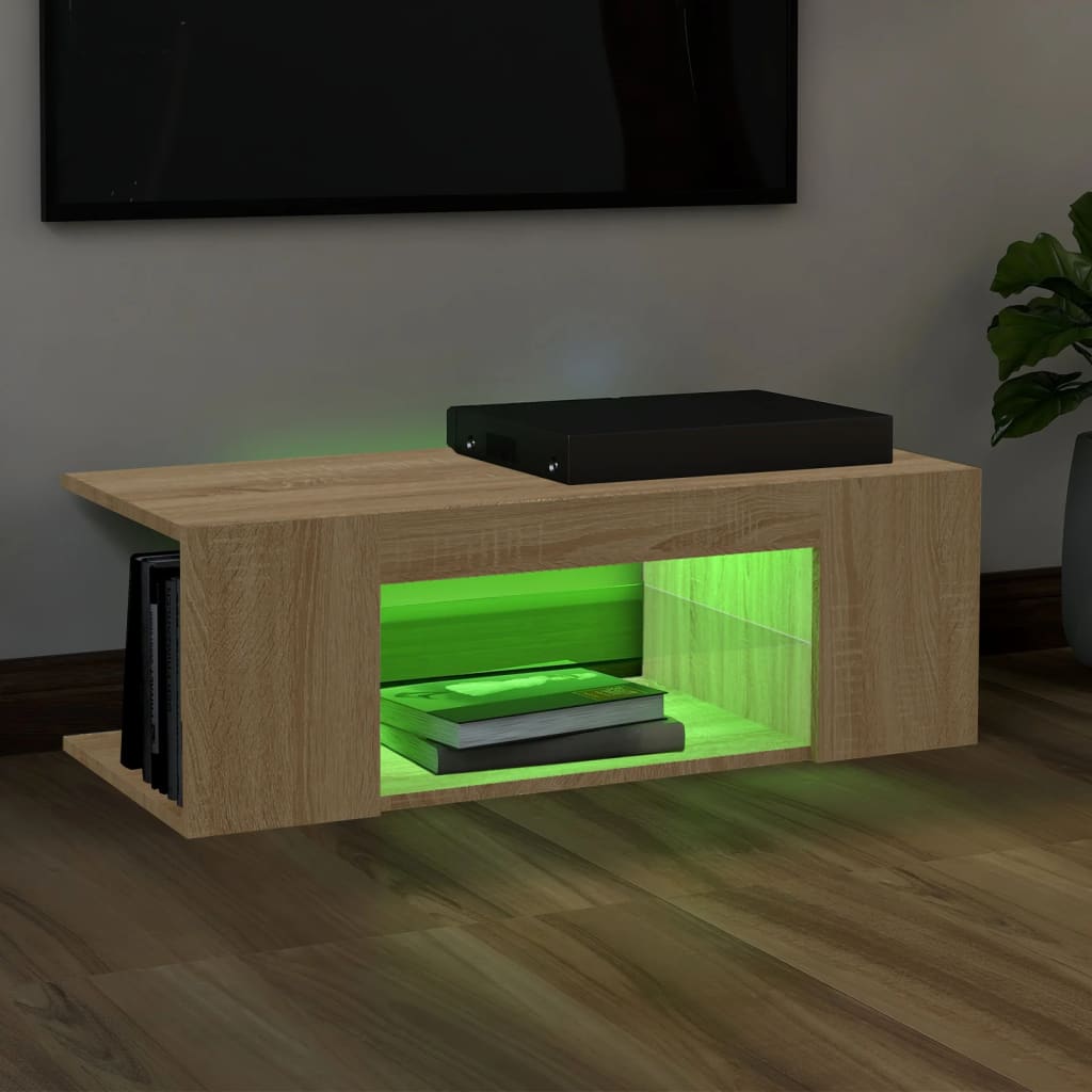 TV-Schrank mit LED-Leuchten Sonoma-Eiche 90x39x30cm