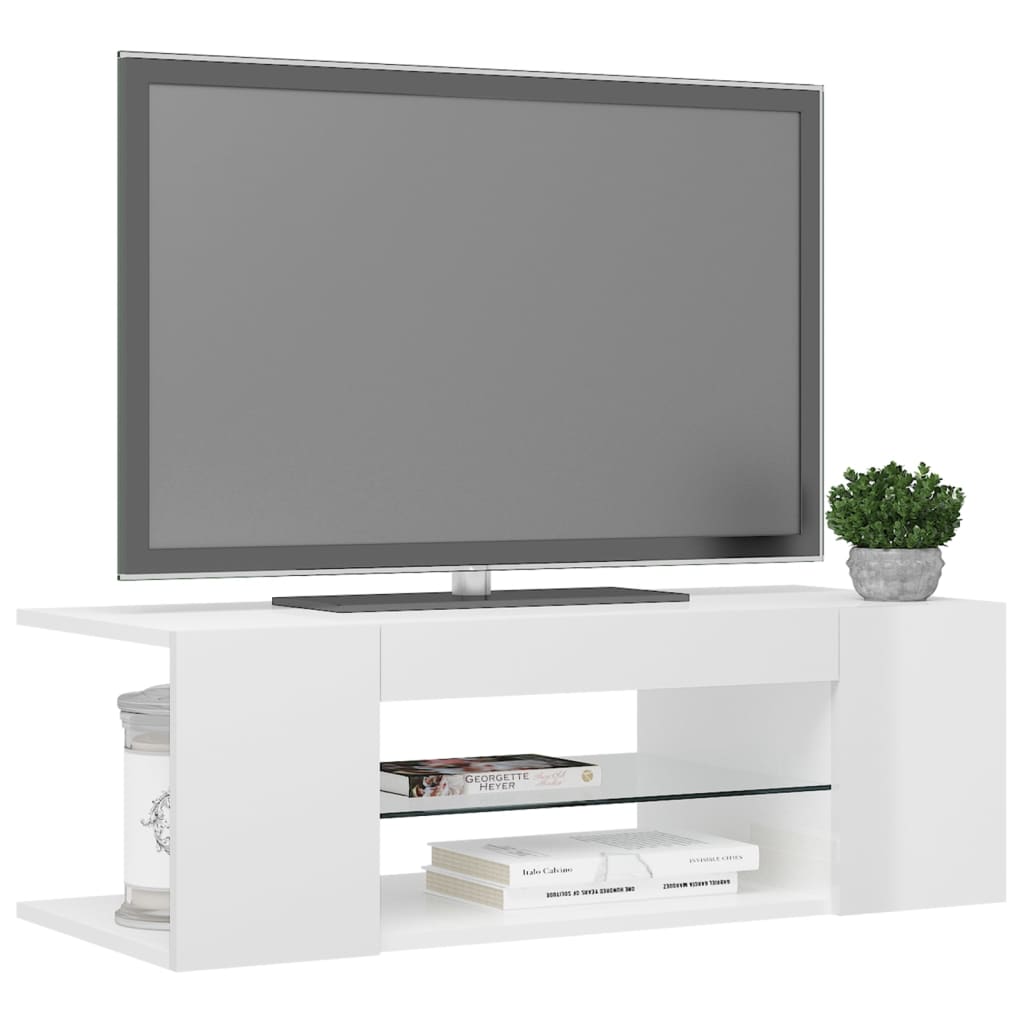 TV-Schrank mit LED-Leuchten Hochglanz-Weiß 90x39x30 cm - Pazzar.ch