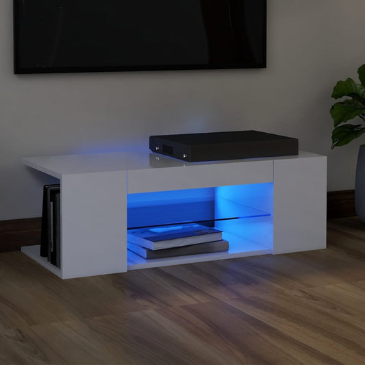 TV-Schrank mit LED-Leuchten Hochglanz-Weiß 90x39x30 cm - Pazzar.ch