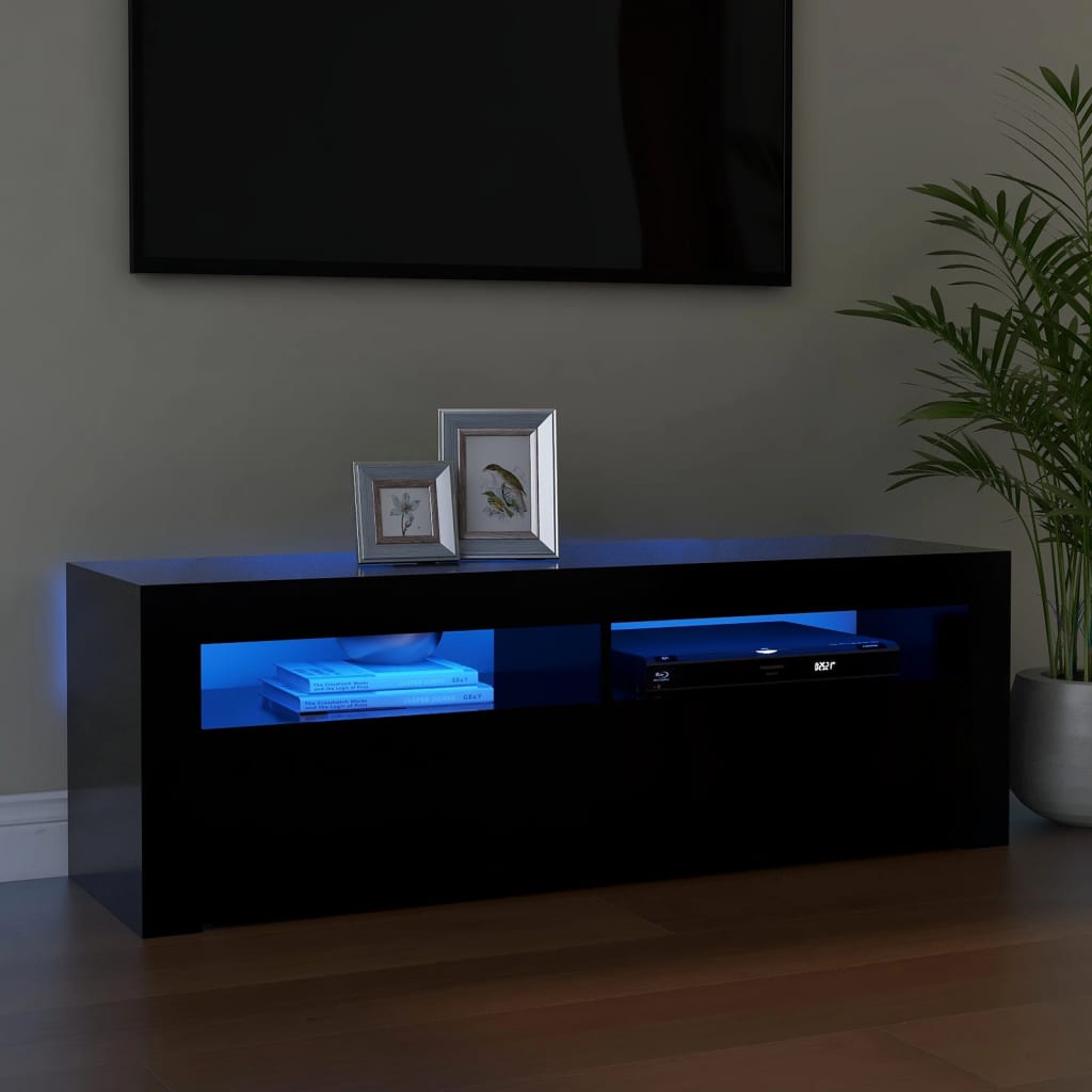 TV-Schrank mit LED-Leuchten Schwarz 120x35x40 cm - Pazzar.ch