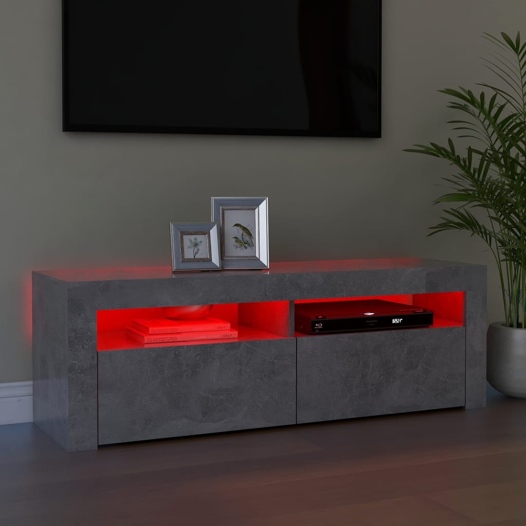 TV-Schrank mit LED-Beleuchtung Betongrau 120x35x40 cm - Pazzar.ch