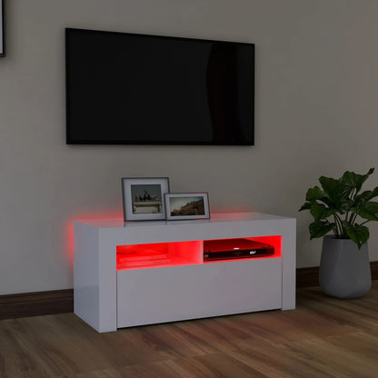 TV-Schrank mit LED-Leuchten Weiß 90x35x40 cm - Pazzar.ch