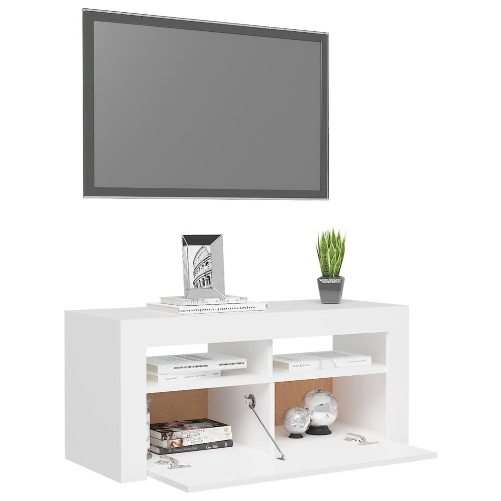TV-Schrank mit LED-Leuchten Weiß 90x35x40 cm - Pazzar.ch