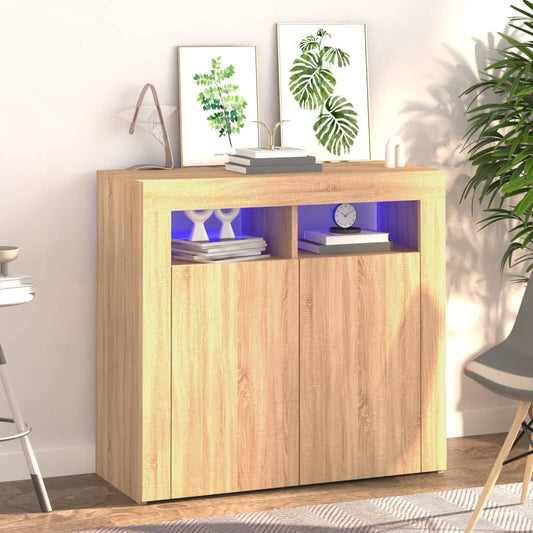 Sideboard mit LED-Leuchten Sonoma-Eiche 80x35x75 cm - Pazzar.ch