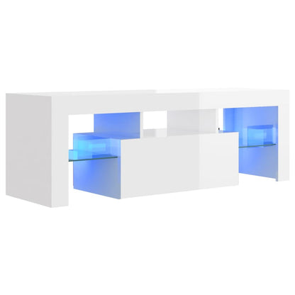 TV-Schrank mit LED-Leuchten Hochglanz-Weiß 120x35x40 cm - Pazzar.ch