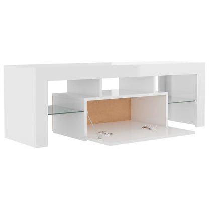 TV-Schrank mit LED-Leuchten Hochglanz-Weiß 120x35x40 cm - Pazzar.ch