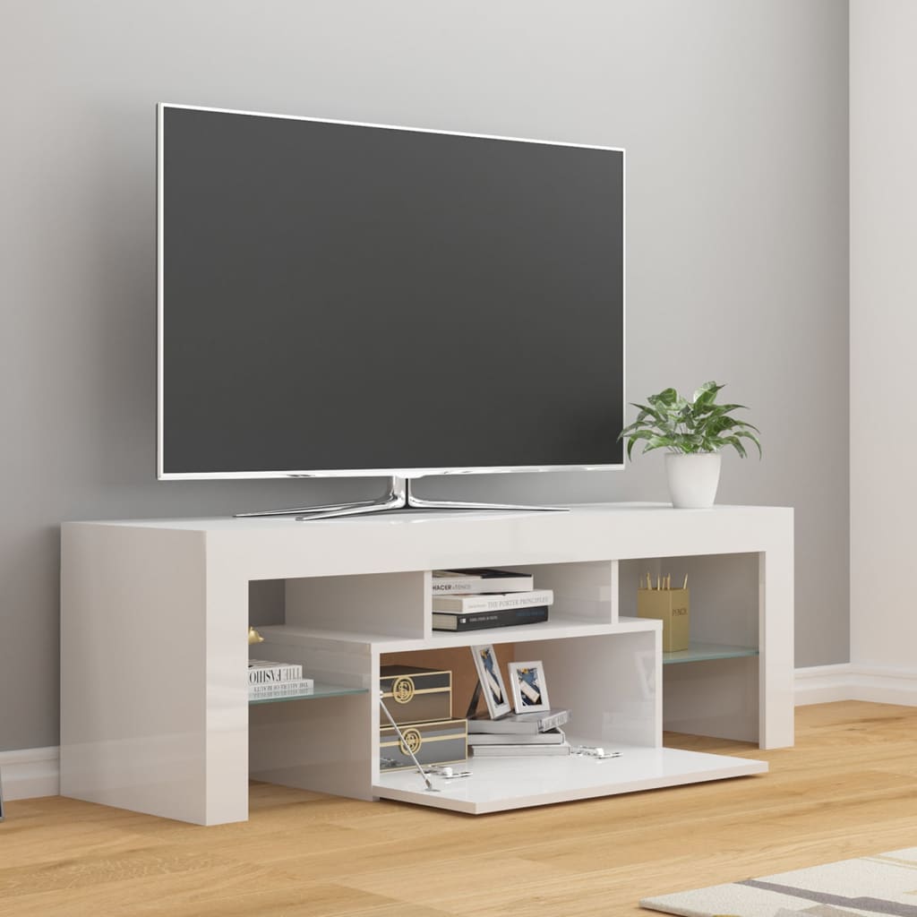 TV-Schrank mit LED-Leuchten Hochglanz-Weiß 120x35x40 cm - Pazzar.ch
