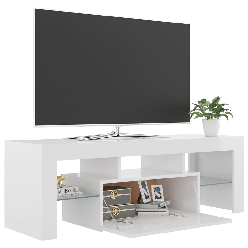 TV-Schrank mit LED-Leuchten Hochglanz-Weiß 120x35x40 cm - Pazzar.ch