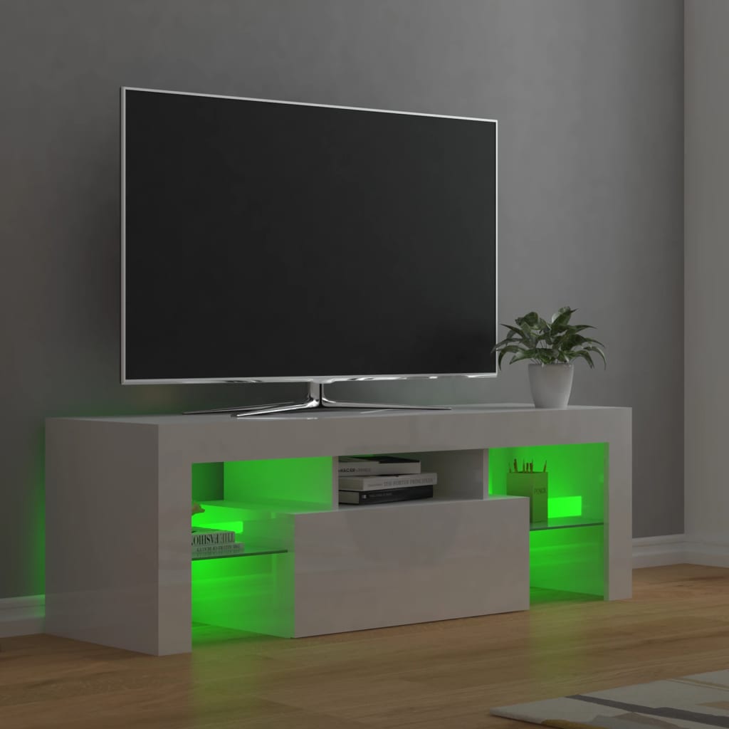 TV-Schrank mit LED-Leuchten Hochglanz-Weiß 120x35x40 cm - Pazzar.ch