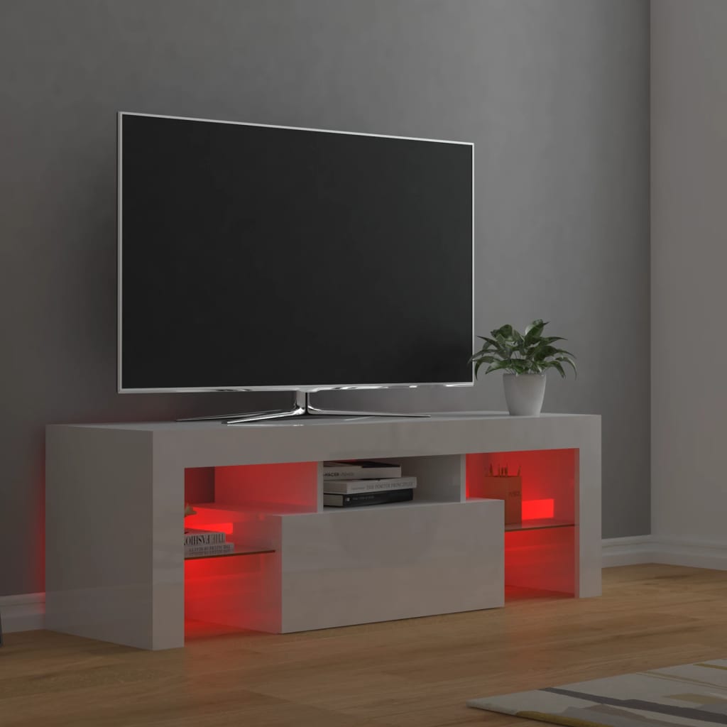 TV-Schrank mit LED-Leuchten Hochglanz-Weiß 120x35x40 cm - Pazzar.ch