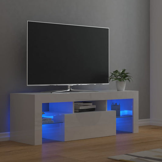 TV-Schrank mit LED-Leuchten Hochglanz-Weiß 120x35x40 cm - Pazzar.ch