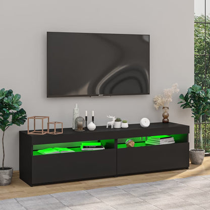 TV-Schränke 2 Stk. mit LED-Leuchten Schwarz 75x35x40 cm - Pazzar.ch