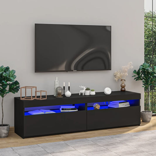TV-Schränke 2 Stk. mit LED-Leuchten Schwarz 75x35x40 cm - Pazzar.ch
