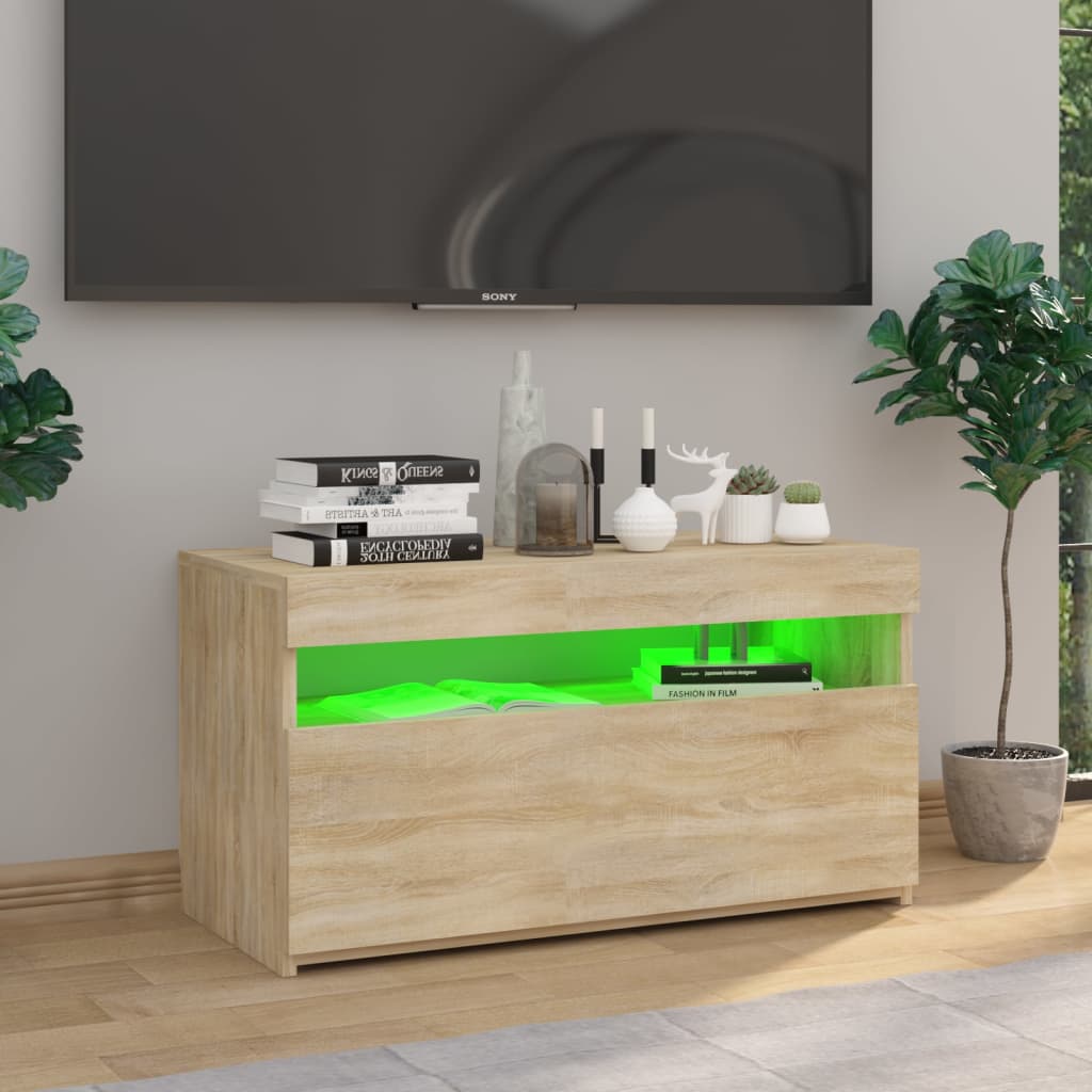 TV-Schrank mit LED-Leuchten Sonoma-Eiche 75x35x40 cm - Pazzar.ch