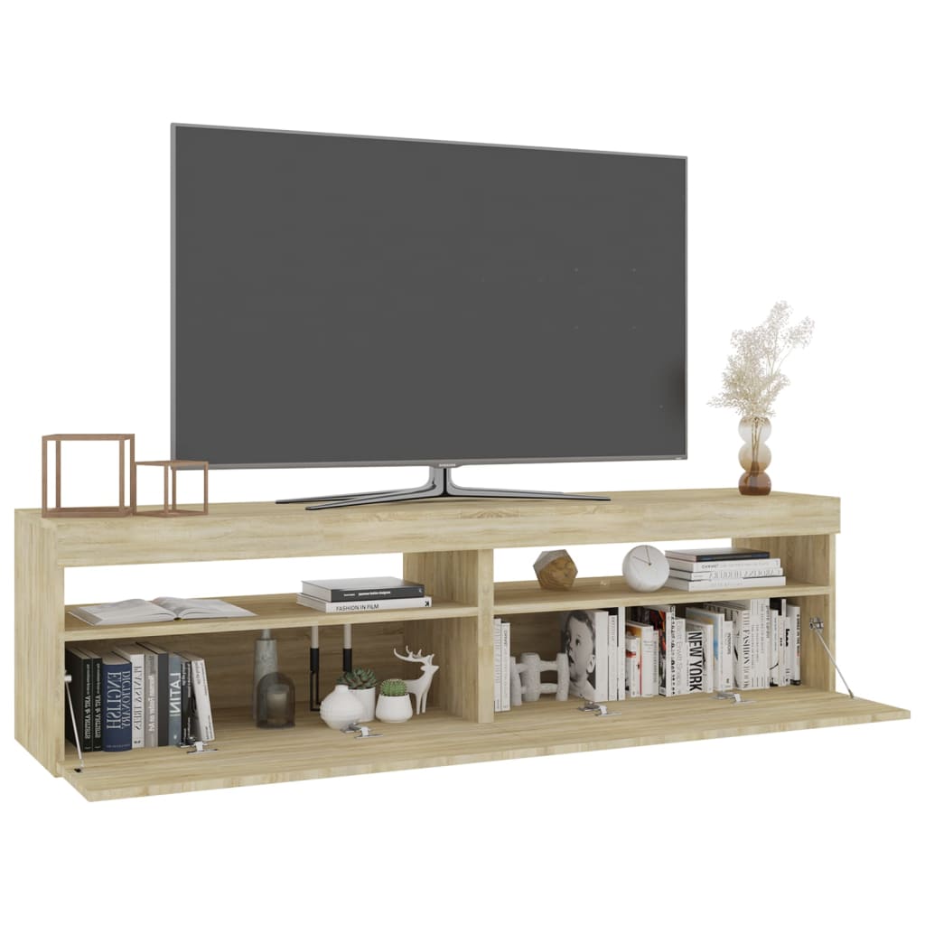 TV-Schränke 2 Stk. mit LED-Leuchten Sonoma-Eiche 75x35x40 cm - Pazzar.ch