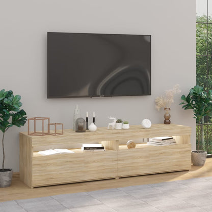 TV-Schränke 2 Stk. mit LED-Leuchten Sonoma-Eiche 75x35x40 cm - Pazzar.ch