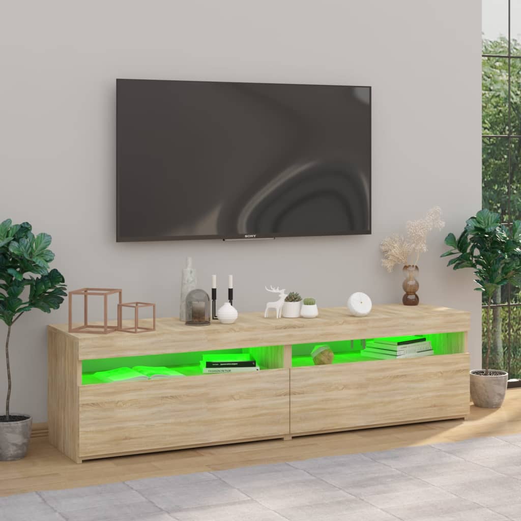 TV-Schränke 2 Stk. mit LED-Leuchten Sonoma-Eiche 75x35x40 cm - Pazzar.ch