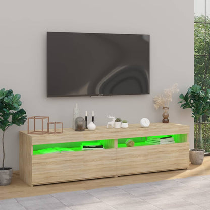 TV-Schränke 2 Stk. mit LED-Leuchten Sonoma-Eiche 75x35x40 cm - Pazzar.ch