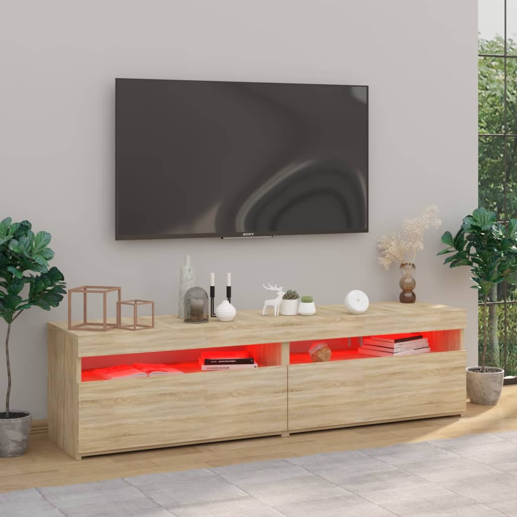 TV-Schränke 2 Stk. mit LED-Leuchten Sonoma-Eiche 75x35x40 cm - Pazzar.ch