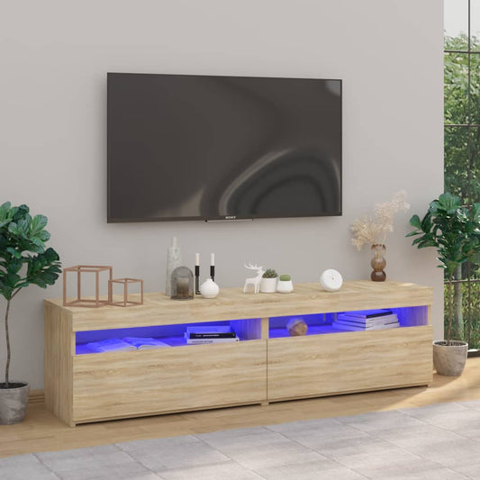 TV-Schränke 2 Stk. mit LED-Leuchten Sonoma-Eiche 75x35x40 cm - Pazzar.ch