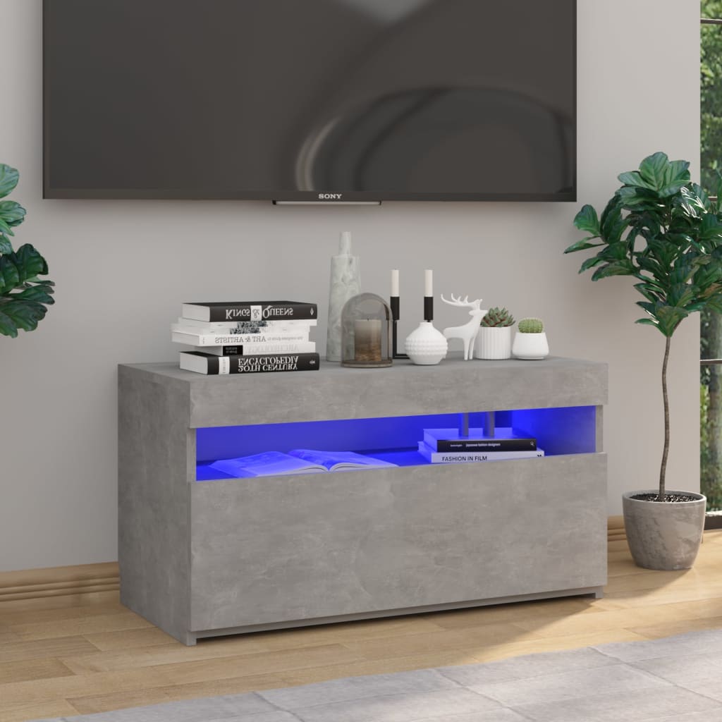 TV-Schrank mit LED-Leuchten Betongrau 75x35x40 cm - Pazzar.ch