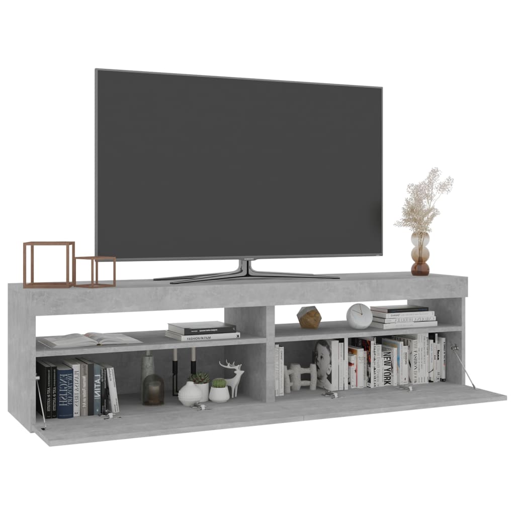 TV-Schränke 2 Stk. mit LED-Leuchten Betongrau 75x35x40 cm - Pazzar.ch