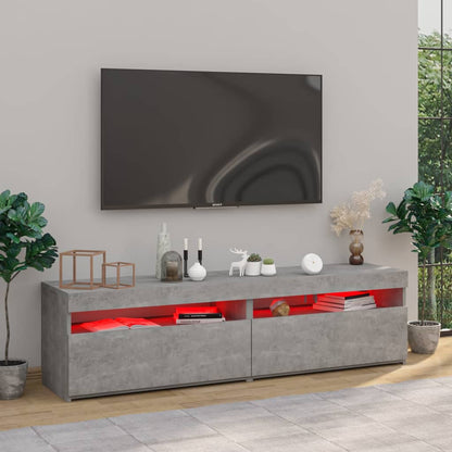 TV-Schränke 2 Stk. mit LED-Leuchten Betongrau 75x35x40 cm - Pazzar.ch